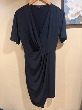 Banana Republic Black Draped V-Neck Faux Wrap Dress